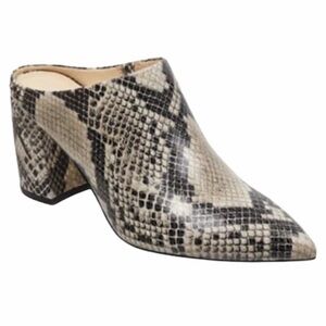 Marc Fisher Snakeskin Block Heel Mules